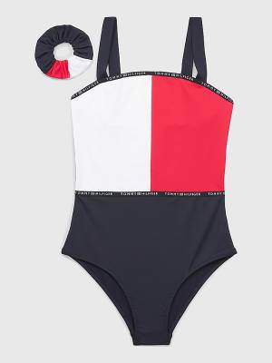 Tommy Hilfiger Colour-Blocked One-Piecesuit Mayo Kiz Çocuk Mavi | TH176RPO