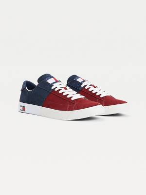 Tommy Hilfiger Colour-Blocked Süet Low-Top Spor Ayakkabı Erkek Mavi | TH023VUI