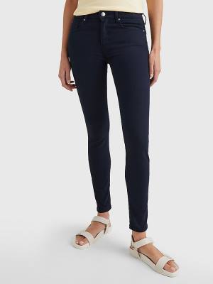 Tommy Hilfiger Como Mid Cut Cut Cut Rise Skinny TH Flex Jean Pantolon Kadın Mavi | TH159JWS