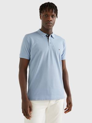 Tommy Hilfiger Contrast Placket Regular Fit Polo Yaka Tişört Erkek Mavi | TH150XFU