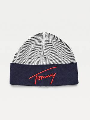 Tommy Hilfiger Contrast Rim Signature Beanie Şapka Kadın Mavi | TH241SLJ