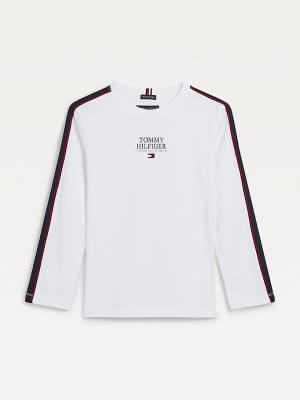 Tommy Hilfiger Contrast Tape Long Sleeve Tişört Erkek Çocuk Beyaz | TH125DIS