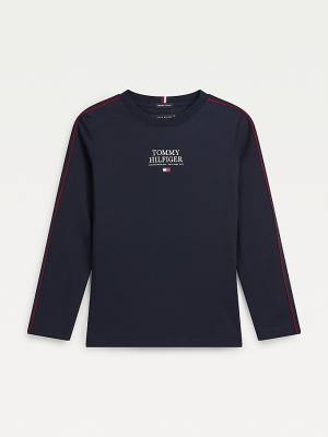 Tommy Hilfiger Contrast Tape Long Sleeve Tişört Erkek Çocuk Mavi | TH847AVI