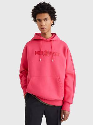 Tommy Hilfiger Crest Kapüşonlu Sweatshirt Erkek Pembe | TH679KNF