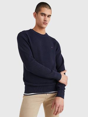 Tommy Hilfiger Crew Neck Jumper Kazak Erkek Mavi | TH194KXP