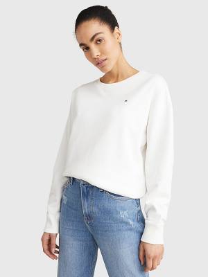 Tommy Hilfiger Crew Neck Relaxed Fit Sweatshirt Kadın Beyaz | TH754ZWR