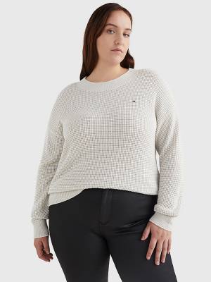 Tommy Hilfiger Curve Alpaca Wool Relaxed Fit Jumper Kazak Kadın Gri | TH986RFL