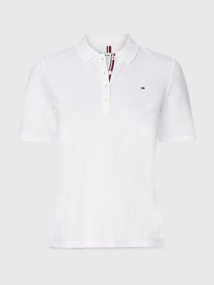 Tommy Hilfiger Curve Essential Placket Detail Polo Yaka Tişört Kadın Beyaz | TH063RHF