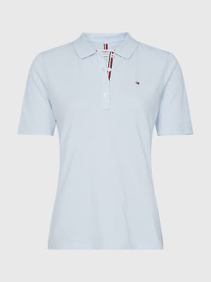 Tommy Hilfiger Curve Essential Placket Detail Polo Yaka Tişört Kadın Mavi | TH598STC