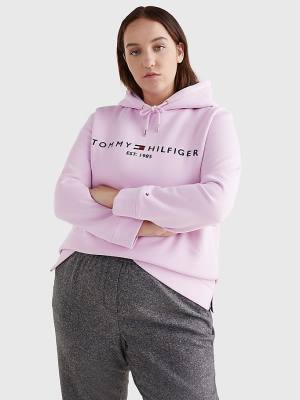 Tommy Hilfiger Curve Logo Drawstring Kapüşonlu Sweatshirt Kadın Mor | TH407GAT