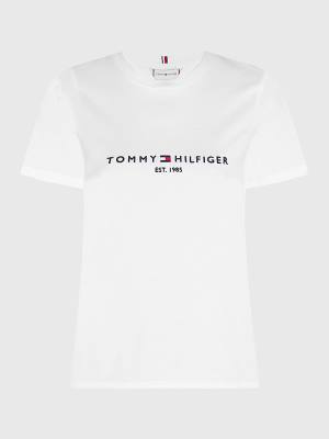 Tommy Hilfiger Curve Organic Pamuklu Logo Tişört Kadın Beyaz | TH510LSV