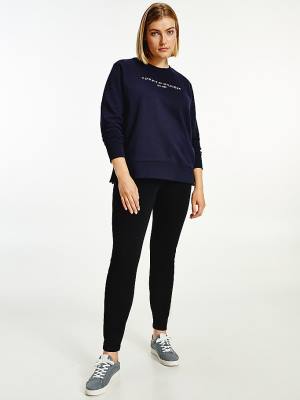 Tommy Hilfiger Curve Organic Pamuklu Sweatshirt Kadın Mavi | TH275ITY