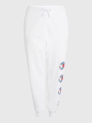 Tommy Hilfiger Curve Smiley Peace Logo Joggers Pantolon Kadın Beyaz | TH186UJK