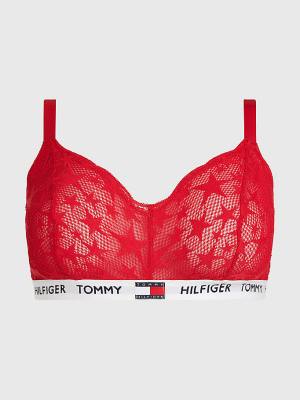 Tommy Hilfiger Curve Tommy 85 Star Dantel Triangle Bra İç Giyim Kadın Kırmızı | TH023TGY