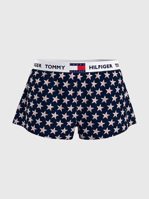 Tommy Hilfiger Curve Tommy 85 Star Print Logo Waistband Shorts Pijama Kadın Bej Rengi | TH402UPI