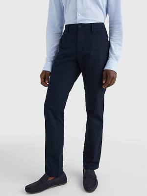 Tommy Hilfiger Denton Basket Weave Straight Fit Chinos Pantolon Erkek Mavi | TH084LYQ