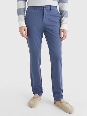 Tommy Hilfiger Denton Straight Fit Satin Chinos Pantolon Erkek Mavi | TH370WIU