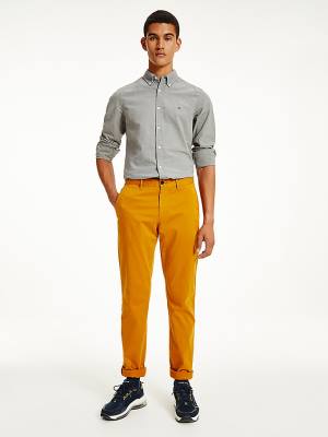 Tommy Hilfiger Denton Straight Fit Satin Chinos Pantolon Erkek Altın | TH417MUY