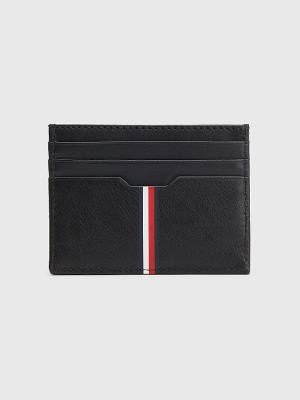 Tommy Hilfiger Downtown Deri Card Holder Cüzdan Erkek Siyah | TH347TQF