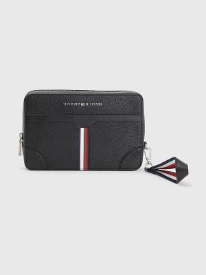 Tommy Hilfiger Downtown Pebble Grain Pouch Çanta Erkek Siyah | TH531HSR