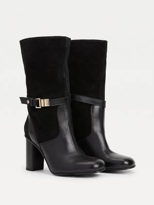 Tommy Hilfiger Elevated Deri High Heel Bot Kadın Siyah | TH765ZMG