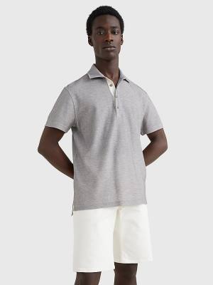 Tommy Hilfiger Elevated Honeycomb Polo Yaka Tişört Erkek Gri | TH460LDG