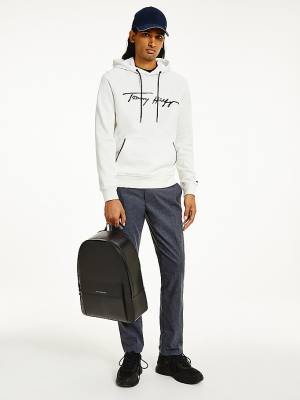 Tommy Hilfiger Elevated TH Signature Kapüşonlu Sweatshirt Erkek Beyaz | TH327MRZ