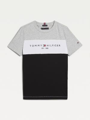 Tommy Hilfiger Essential Colour-Blocked Organic Pamuklu Tişört Erkek Çocuk Siyah | TH279UCM