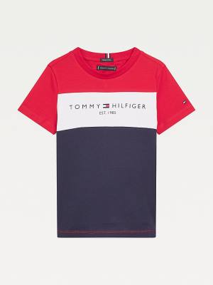 Tommy Hilfiger Essential Colour-Blocked Organic Pamuklu Tişört Erkek Çocuk Mavi | TH841FRX