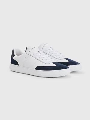 Tommy Hilfiger Essential Deri Cupsole Spor Ayakkabı Erkek Beyaz | TH487SAE