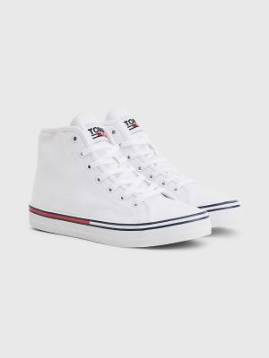 Tommy Hilfiger Essential High-Top Kanvas Spor Ayakkabı Kadın Beyaz | TH513TNE