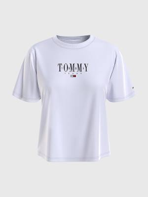 Tommy Hilfiger Essential Logo Jersey Tişört Kadın Beyaz | TH143GUI