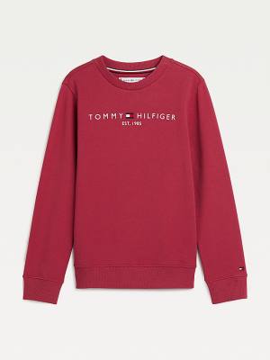 Tommy Hilfiger Essential Logo Sweatshirt Kiz Çocuk Kırmızı | TH253VCQ