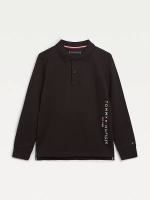 Tommy Hilfiger Essential Long Sleeve Polo Tişört Erkek Çocuk Siyah | TH394GTN