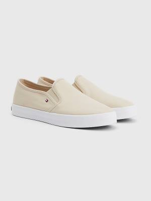 Tommy Hilfiger Essential Nautical Slip-On Spor Ayakkabı Kadın Bej Rengi | TH980HCO