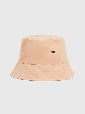 Tommy Hilfiger Essential Organic Pamuklu Bucket Şapka Kadın Bej Rengi | TH084FPG