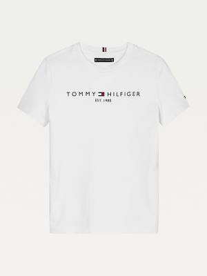 Tommy Hilfiger Essential Organic Pamuklu Logo Tişört Erkek Çocuk Beyaz | TH968UZA