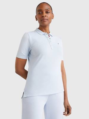 Tommy Hilfiger Essential Placket Detail Polo Yaka Tişört Kadın Mavi | TH516YSR