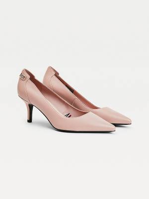 Tommy Hilfiger Essential Pointed Low Deri Pumps Topuklu Ayakkabı Kadın Pembe | TH658ZCE