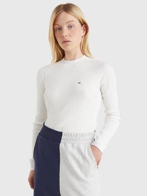 Tommy Hilfiger Essential Rib-Knit Jumper Kazak Kadın Beyaz | TH657LTI