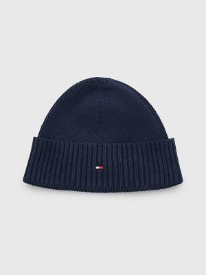 Tommy Hilfiger Essential Rib Knit Kısa Beanie Şapka Erkek Mavi | TH251TDO