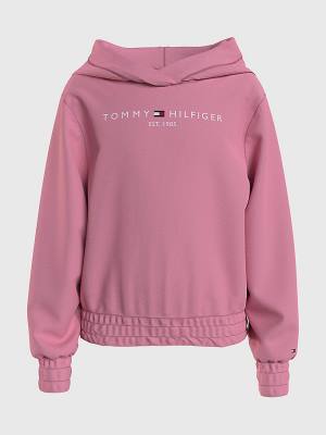 Tommy Hilfiger Essential Ruched Detailing Kapüşonlu Sweatshirt Kiz Çocuk Pembe | TH905KQG