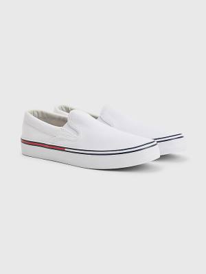 Tommy Hilfiger Essential Signature Slip-On Spor Ayakkabı Erkek Beyaz | TH507KDQ