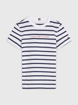 Tommy Hilfiger Essential Stripe Tişört Erkek Çocuk Beyaz | TH319JHF