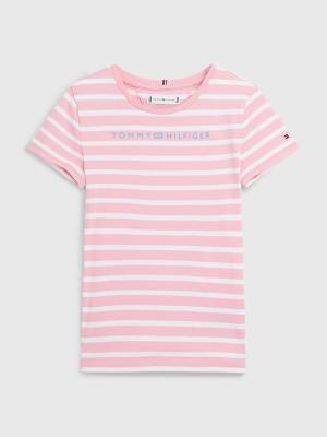 Tommy Hilfiger Essential Stripe Tişört Kiz Çocuk Pembe | TH814ZJI