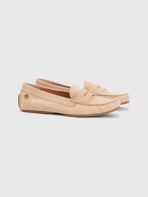 Tommy Hilfiger Essential Süet Moccasins Loafer Ayakkabı Kadın Bej Rengi | TH693JIW