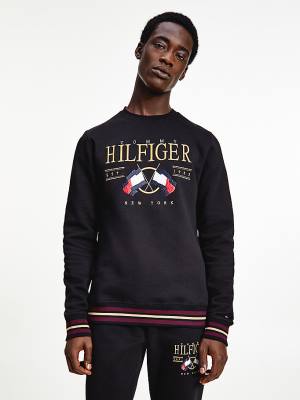 Tommy Hilfiger Exclusive Flag Logo Sweatshirt Erkek Siyah | TH376MSW