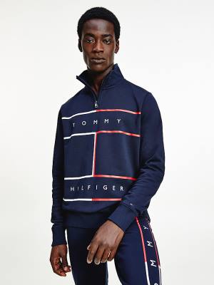 Tommy Hilfiger Exclusive Mock Turtleneck Sweatshirt Erkek Mavi | TH278NBH