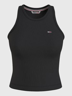 Tommy Hilfiger Feminine Ribbed Tank Top Tişört Kadın Siyah | TH621SYH