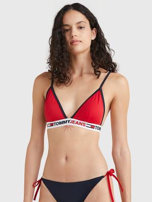 Tommy Hilfiger Fixed Triangle Bikini Top Mayo Kadın Kırmızı | TH854NIB